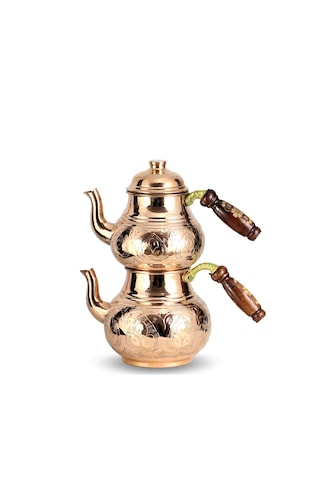 Middle Işlemeli Bakır Çaydanlık Bakır