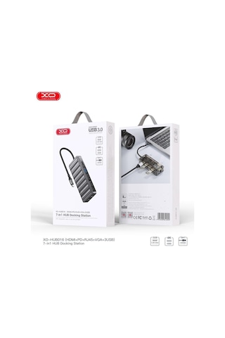 Type-c Çıkışlı 7'si 1 Arada Hdmı, Ethernet Ve Vga Destekli Çok Fonksiyonlu Hub Dönüştürücü