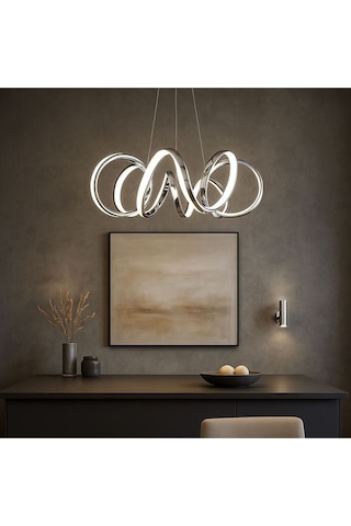 Spiral Model Krom Kaplama Metal Salon Mutfak Oturma Yatak Odası Modern Led Sarkıt Avize Gri