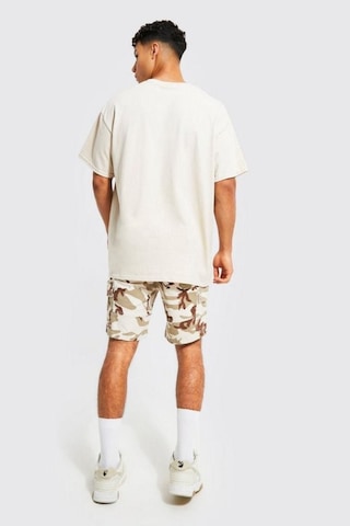 Altamira Erkek Bej Monte Carlo Baskılı Oversize Tshirt 001