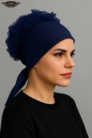 Aldaıyr Fırfır Bone Tesettür Bone Lacivert