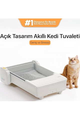 Ubpet C31 Açık Tasarımlı Otomatik Akıllı Kedi Tuvaleti App Kontrollü, Otomatik Temizleme, 38 Db Sessiz, Beyaz