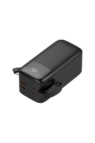 Sword SW-50PO3 50000 Mah Pd 22.5 W Hızlı Şarj Kendinden Kablolu Type-c & Lightning Powerbank Siyah