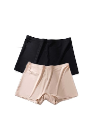 Royaleks 2 Adet Kadın Dikişsiz Görünmez Iz Yapmaz Mini Şort Boxer Siyah Ten Çok Renkli
