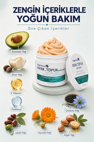 Organicsun Ayak Ve Topuk Çatlak Bakım Kremi 100ml X 3 Adet - Ayak Kokusu, Tırnak Bakımı Avokado Ve Shea Yağlı Yoğun Nemlendirici