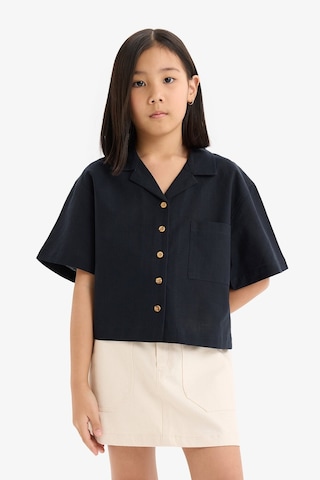 DeFacto Kız Çocuk Cropped Fit Keten Kısa Kollu Gömlek D7638A825SMBK27