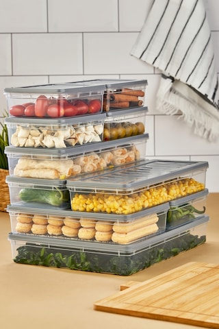 Multi Box 10 Parça 4 Farklı Boy Saklama Kabı Seti - Dondurucu & Mikrodalga Uyumlu Gri