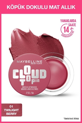Cloudtopia Köpük Dokulu Mat Allık & Ruj 01 Twilight Berry 3600531717179-11334