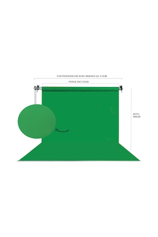 Hs Stüdyo Teknik 270x580cm Yeşil Fon Perde Seti Ve Askısı
