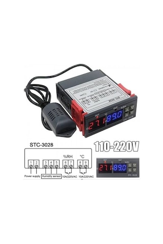 Stc-3028 Ac 110-220v Lcd Ekranlı Nem Sıcaklık Kontrol Modülü