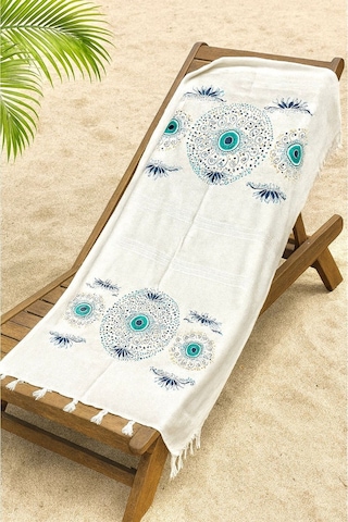 Bambu Baskılı Plaj Havlusu Peştemali Organik Bambu 90x170 İnce Peştemal Modern Nazar