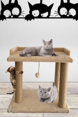 Nursoft Ponponlu Kedi Yatağı Kedi Tırmalama 47 CM