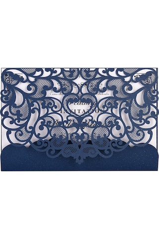 Mufunye "10 Adet İnci Kağıdı Davetiye - Düğün, Doğum Günü Ve Özel Günler İçin Lüks Çiçek Desenli" XL