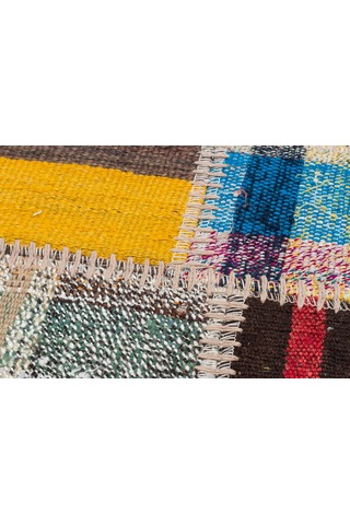 Çok Renkli El Dokuma Anadolu Kilim Patchwork Paspas