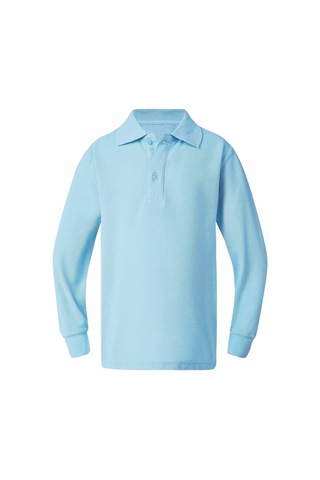 Kidsmadamiko Kız Çocuk Uzun Kollu T-shirt Polo Yaka Pamuklu Bedenler Yaşlarla Açık Mavi