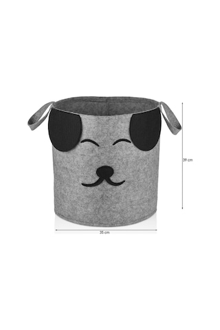 Serstil 3'lü Set Köpek Figürlü Oyuncak Saklama / Çamaşır Sepeti Gri