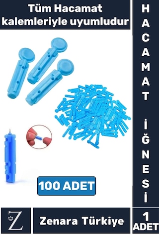 Özel Üretim Tüm Kalemlerle Tam Uyumlu Şeker Parmak Delme Hacamat Kalem İğnesi 100 Adet