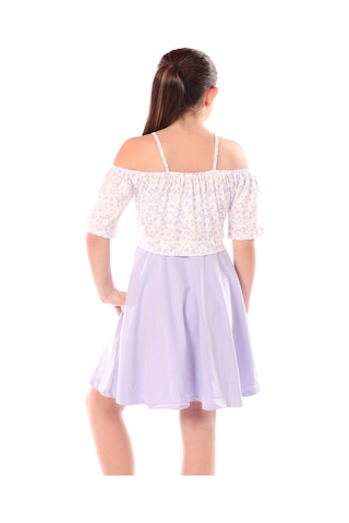 Toontoy Kız Çocuk Leopar Desenli Askılı Elbise Mavi