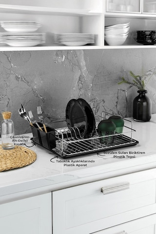 Tek Katlı Krom Bulaşıklık Dayanıklı Paslanmaz Bulaşık Sepeti, Tepsili, Tabak Ve Kaşık Kurutmalık - Tb-01 E Krom