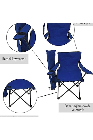 2'li Katlanabilir Mavi Kamp Sandalyesi Kılıflı  Rejisör Mavi