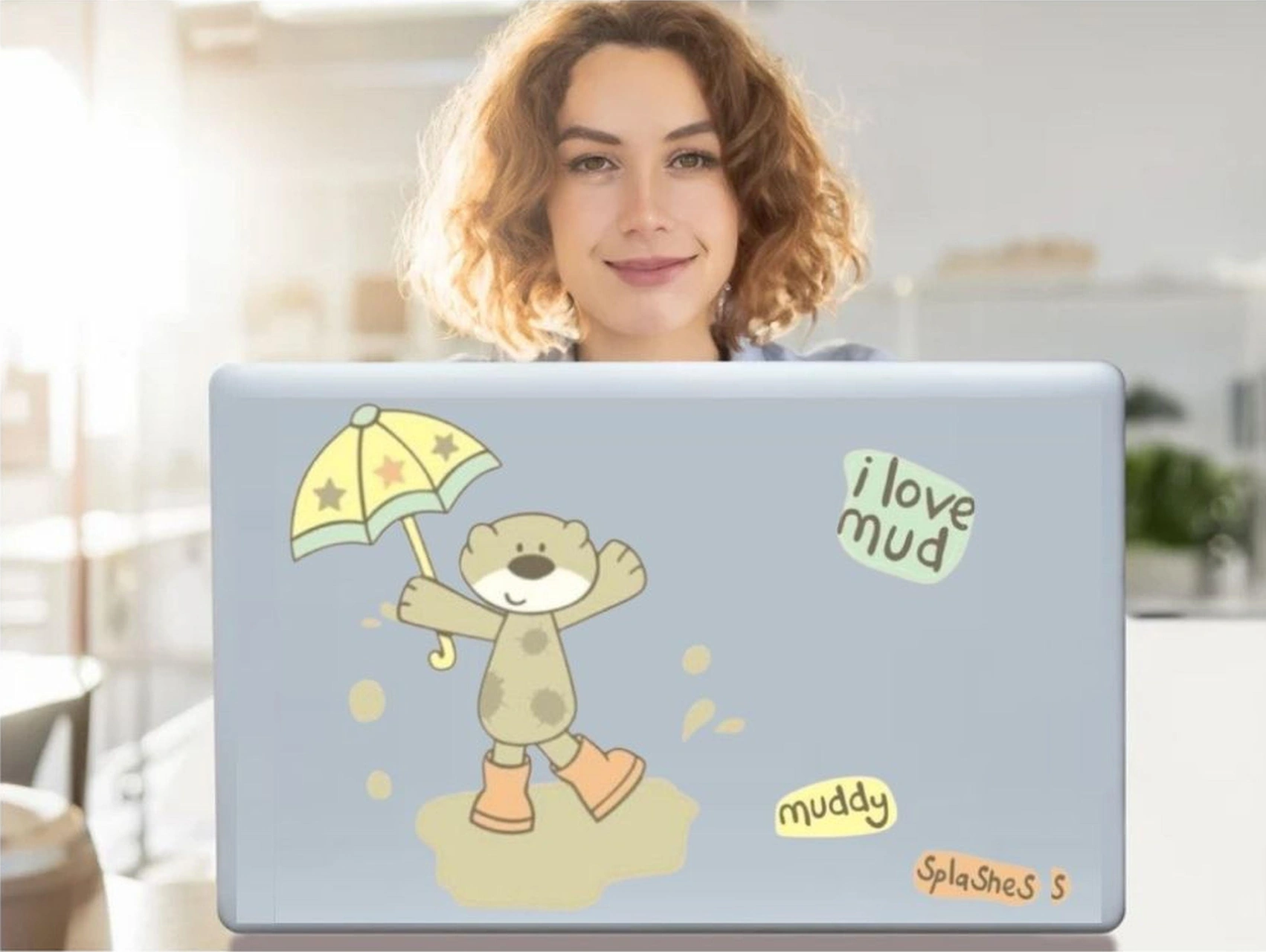 2 Adet Defter Sticker,laptop Sticker Sevimli Ayı Desenli Pvc 70x50x0,5cm