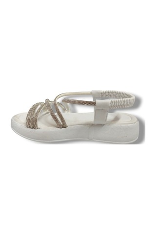 Fancy 051-25 Taşlı Trend Fashion Kadın Sandalet Beyaz