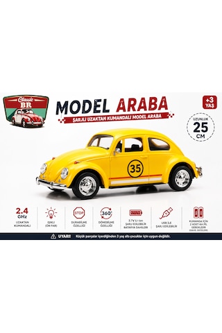 Classic Br Sarı Şarjlı Uzaktan Kumandalı Model Araba 25 Cm