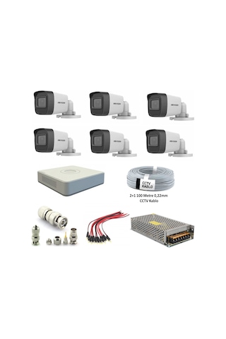 Hikvision DS-2CE16D0T-EXIPF 2 MP Full HD 1080P Bullet Güvenlik Kamera Seti 6'lı Hikvision DS-2CE16D0T-EXIPF 2 MP Full HD 1080P Bullet Güvenlik Kamera Seti 6'lı