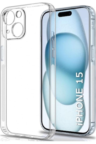 Apple Uyumlu iPhone 15 Kılıf Şeffaf Kamera Korumalı Soket 3D