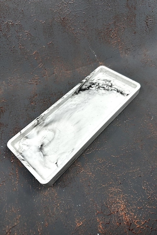 Mermer Desenli Beton Sunum Tepsisi Dekoratif Sunumluk 25x10 Cm