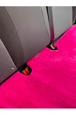 Yumuşak Tüylü Peluş Serme Oto Koltuk Koruyucu Minder Arka Fuşya Pembe