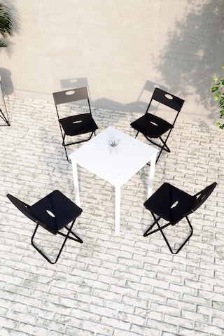 Balkon Bahçe Mutfak 5'li Bistro Set Masa Sandalye Takımı Beyaz - Beyaz