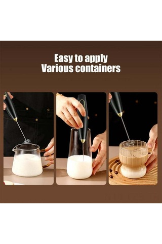 Fosenze Usb Şarjlı 3 Seviye Elektrikli Süt Köpükleyici, Kahve Karıştırıcı, Kafe Ve Cappuccino İçin Mini Makinem, Dahili Pil İle Siyah