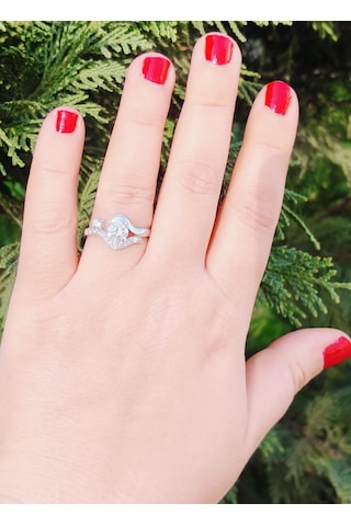 Göz Modeli Gümüş Yüzük Alyans Parlak Zirkon Taşlı 925 Ayar