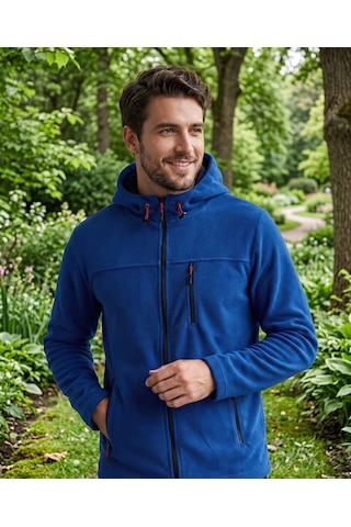 Luxıc Core Mavi Kapüşonlu Mavi Polar 3 Cepli Fermuarlı Sıcak Tutan Kışlık Outdoor Hoodie Günlük Stilpro