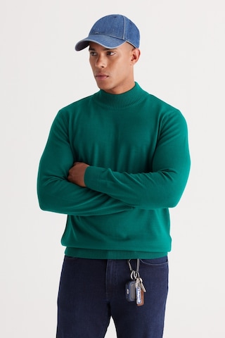 AC&Co / Altınyıldız Classics Erkek Koyu Yeşil Standart Fit Normal Kesim Yarım Balıkçı Yaka Triko 4A4923100005KYLS Koyu Yeşil
