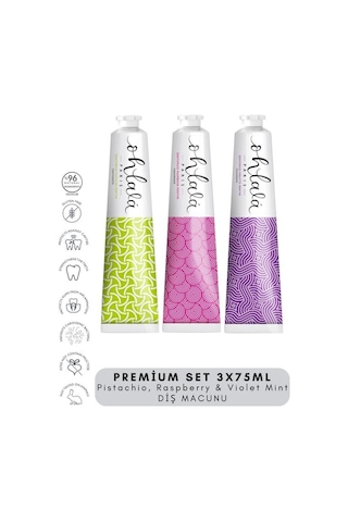 Ohlala Pistachio, Raspberry & Violet Mint Premium Set 3 X 75 Ml Diş Macunu