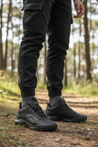 Siyah Bağcıklı Kaymaz Taban Erkek Spor Ayakkabı Mosk 2049 M Siyah-siyah