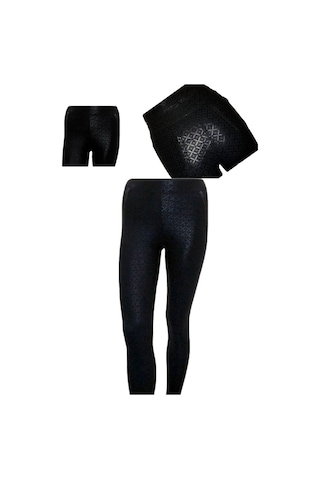 Besttrend Kadın Deri Baskılı Fermuarlı Siyah Pantolon Tayt (161)