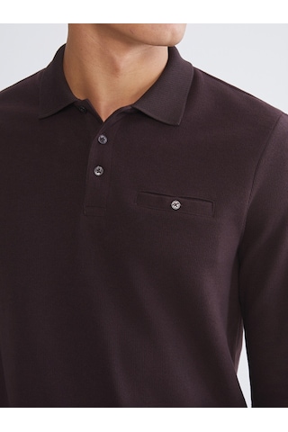 LC Waikiki Lc Waıkıkı Mürdüm Polo Yaka Erkek Sweatshirt