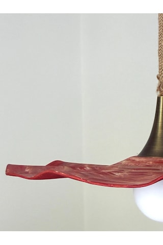 El yapımı kil sarkıt avize 60 cm - Wabi Sabi Terracotta - G9 Led aydınlatma