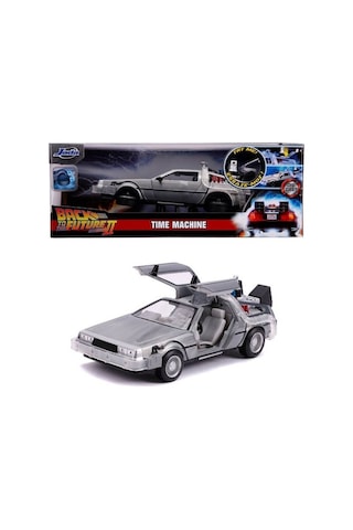 Jada 253255021 Geleceğe Dönüş Zaman Makinesi Metal(Die-cast) Işıklı Time Machine Back to the Future 2. Seri 1:24 Ölçek Açılabilir Kapılar