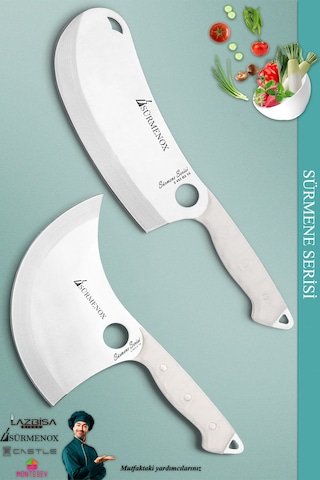Sürmene Serisi Mutfak Bıçak Seti Ekmek Sebze Salata Börek Pizza Şef Bıçağı 2 Li Set Beyaz Mft-017 Beyaz