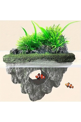 Willowhaven S Kalite Reçine Sualtı Vahası - Yüzen Kaya Akvaryum Dekoru Ve Balık Mağara Sığınağı