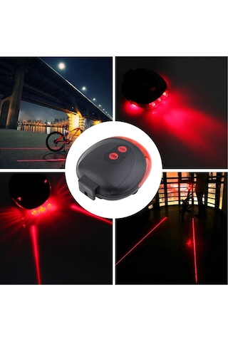 Xbyc 9685 Bisiklet Arka Lazerli Stop Lamba Led Lazer Işıklı Gri - Siyah