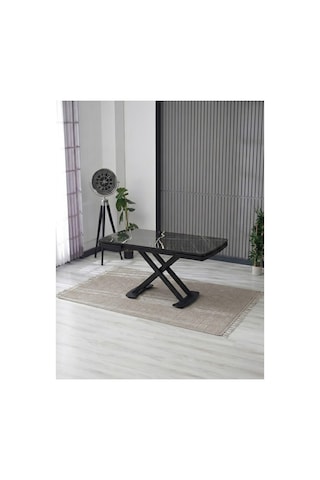 Venoxa Premium 80x120 / 80x180 Ölçülü Mdf Masa Tek Masadır Siyah Mermer Siyah Mermer