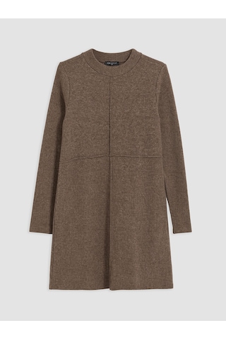 Lcw Comfort Kahverengi Bisiklet Yaka Elbise