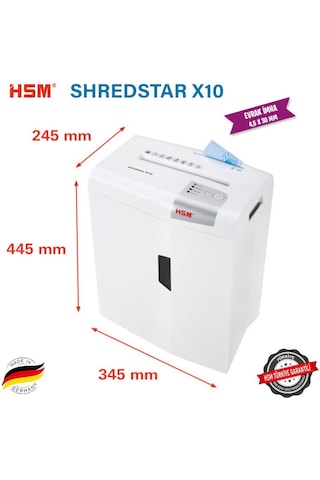 HSM SHREDSTAR X10 Evrak İmha Makinesi / Kağıt Kırpma Makinesi - CD İmha Makinesi - 4,5 x 30 MM - 20 L