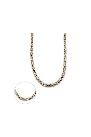 Ferizz 316l Çelik İki Renkli Kral Erkek Zincir Kolye 55 CM Zn-27 Beyaz