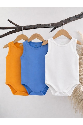 Civil Baby 3'lü Karışık Renk 3-36 Ay Çıtçıtlı Badi - Turuncu